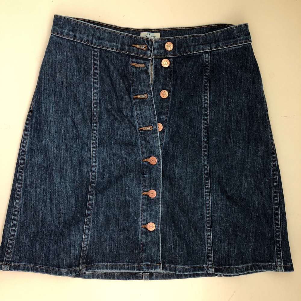 J. Crew a-line denim skirt with front buttons